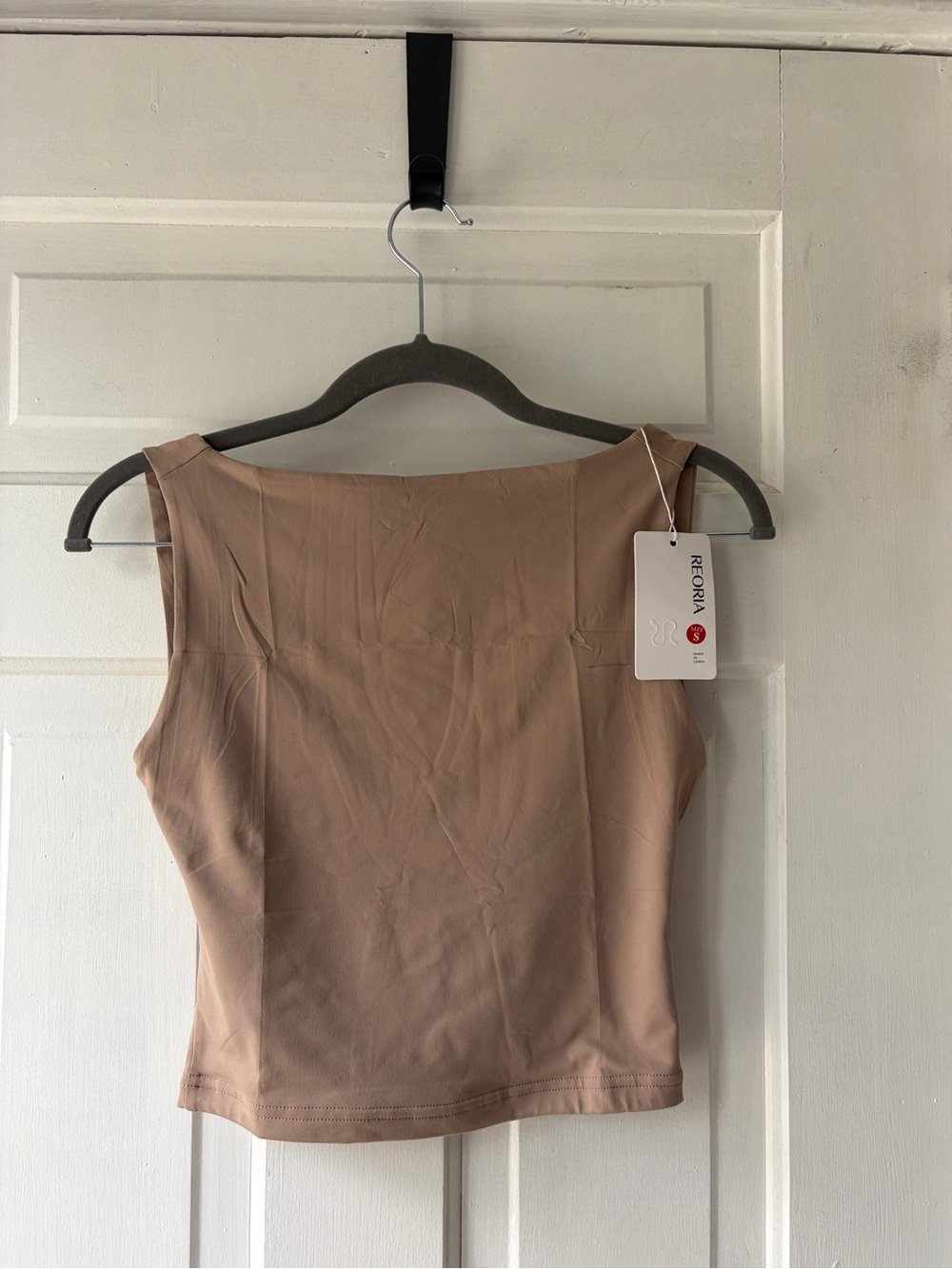 Reoria Women's Nude Square double lined Neck Tank Top